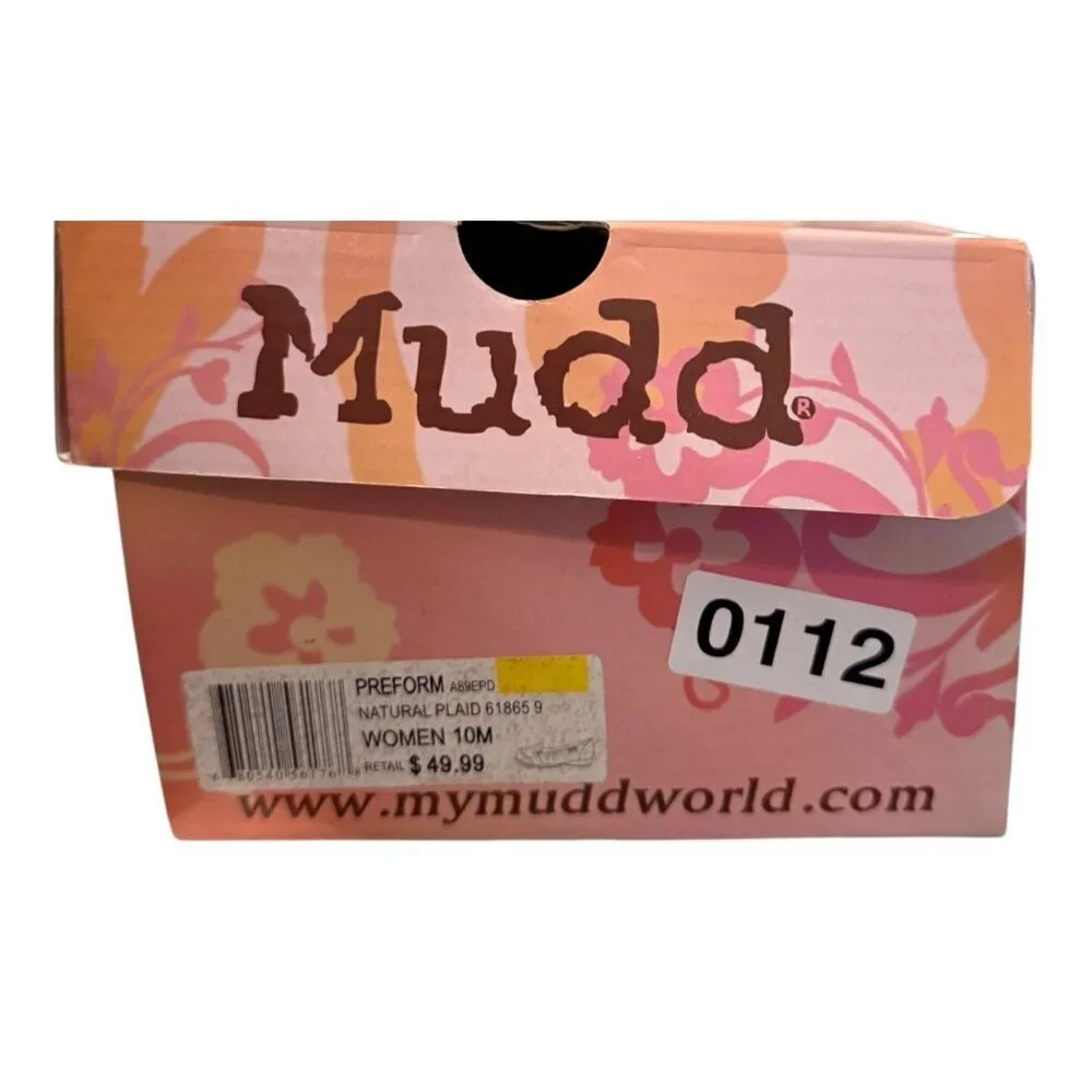 Mudd Women's Preform Plaid Flat Natural Size 10 NIB